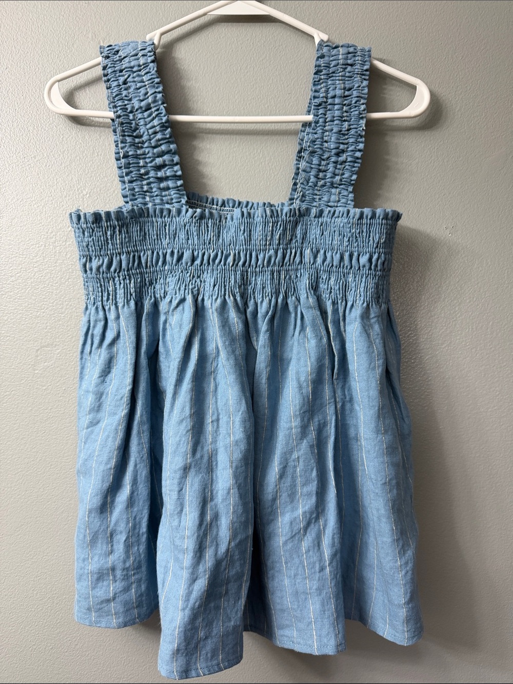 By together Anthropologie Light Blue Smocked Dress linen top small - Picture 6 of 6